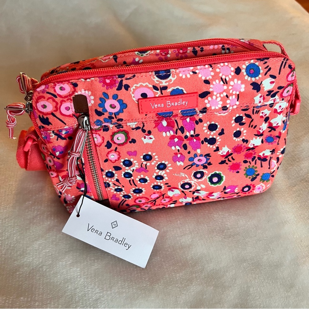 Vera Bradley RFID Travel crossbody bag Coral Meadow